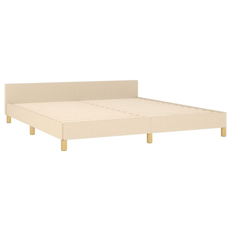 Casa si Gradina - Mobilier - Paturi si accesorii - Paturi - Cadru de pat cu tablie, crem, 160x200 cm, textil - Infinity.ro