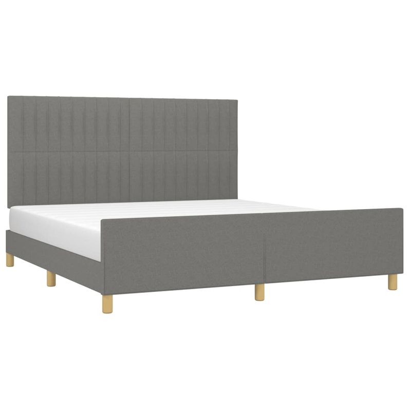 Casa si Gradina - Mobilier - Paturi si accesorii - Paturi - Cadru de pat cu tablie, gri inchis, 180x200 cm, textil - Infinity.ro