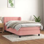 Casa si Gradina - Mobilier - Paturi si accesorii - Paturi - Pat box spring cu saltea, roz, 90x200 cm, catifea - Infinity.ro