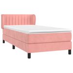Casa si Gradina - Mobilier - Paturi si accesorii - Paturi - Pat box spring cu saltea, roz, 90x200 cm, catifea - Infinity.ro