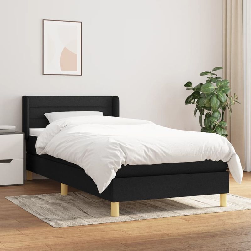 Casa si Gradina - Mobilier - Paturi si accesorii - Paturi - Pat box spring cu saltea, negru, 80x200 cm, textil - Infinity.ro