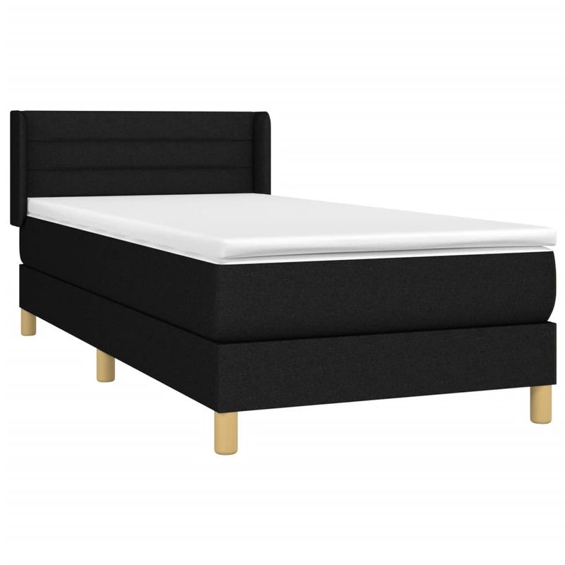 Casa si Gradina - Mobilier - Paturi si accesorii - Paturi - Pat box spring cu saltea, negru, 80x200 cm, textil - Infinity.ro