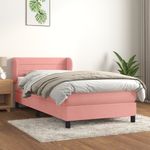 Casa si Gradina - Mobilier - Paturi si accesorii - Paturi - Pat box spring cu saltea, roz, 90x190 cm, catifea - Infinity.ro