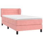Casa si Gradina - Mobilier - Paturi si accesorii - Paturi - Pat box spring cu saltea, roz, 90x190 cm, catifea - Infinity.ro