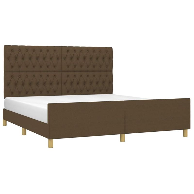 Casa si Gradina - Mobilier - Paturi si accesorii - Paturi - Cadru de pat cu tablie, maro inchis, 180x200 cm, textil - Infinity.ro