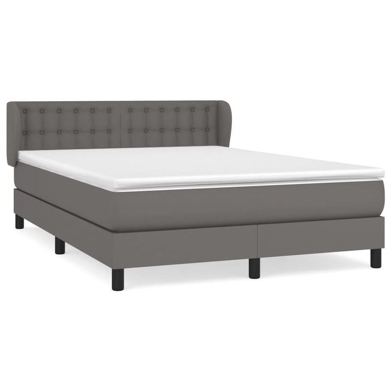 Casa si Gradina - Mobilier - Paturi si accesorii - Paturi - Pat box spring cu saltea, gri, 140x200 cm, piele ecologica - Infinity.ro