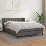 Casa si Gradina - Mobilier - Paturi si accesorii - Paturi - Pat box spring cu saltea, gri, 140x200 cm, piele ecologica - Infinity.ro
