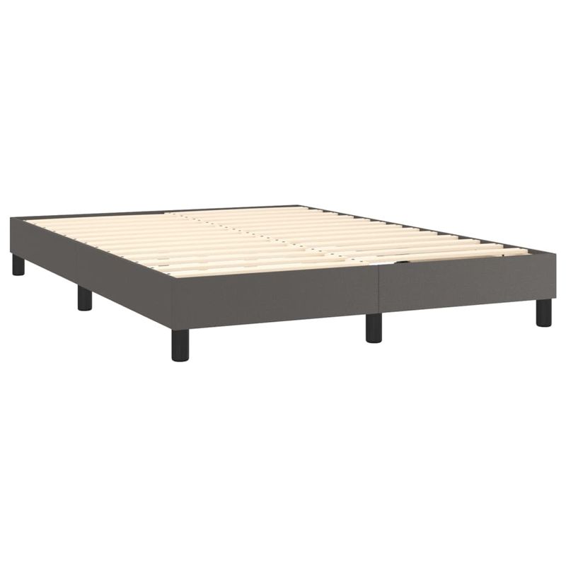 Casa si Gradina - Mobilier - Paturi si accesorii - Paturi - Pat box spring cu saltea, gri, 140x200 cm, piele ecologica - Infinity.ro