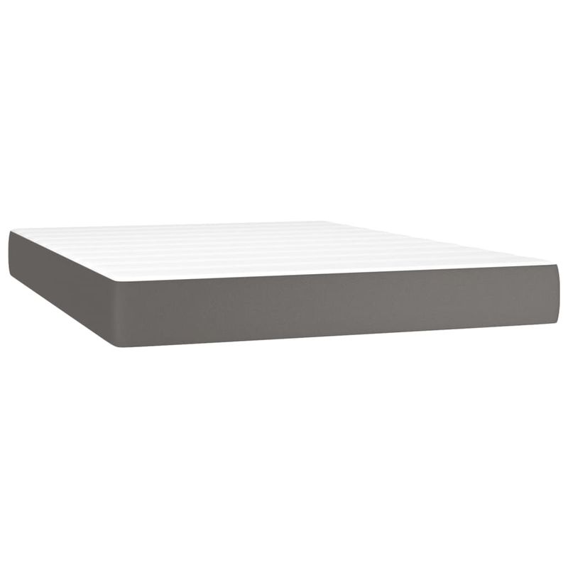 Casa si Gradina - Mobilier - Paturi si accesorii - Paturi - Pat box spring cu saltea, gri, 140x200 cm, piele ecologica - Infinity.ro