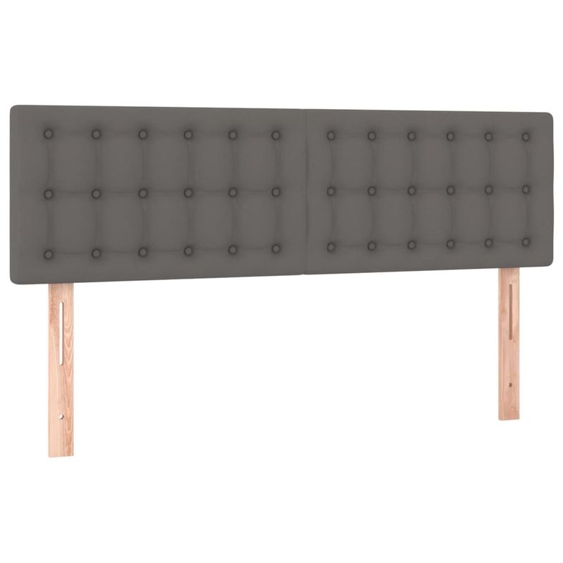 Casa si Gradina - Mobilier - Paturi si accesorii - Paturi - Pat box spring cu saltea, gri, 140x200 cm, piele ecologica - Infinity.ro