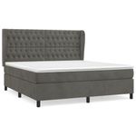 Casa si Gradina - Mobilier - Paturi si accesorii - Paturi - Pat box spring cu saltea, gri inchis, 160x200 cm, catifea - Infinity.ro