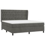Casa si Gradina - Mobilier - Paturi si accesorii - Paturi - Pat box spring cu saltea, gri inchis, 160x200 cm, catifea - Infinity.ro