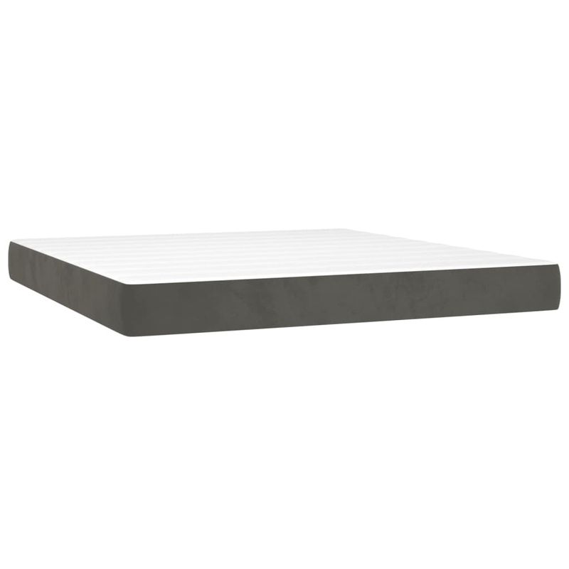 Casa si Gradina - Mobilier - Paturi si accesorii - Paturi - Pat box spring cu saltea, gri inchis, 160x200 cm, catifea - Infinity.ro