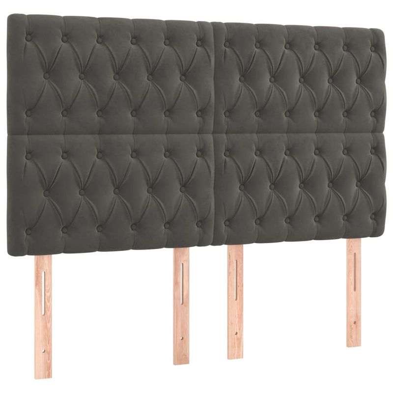 Casa si Gradina - Mobilier - Paturi si accesorii - Paturi - Pat box spring cu saltea, gri inchis, 160x200 cm, catifea - Infinity.ro