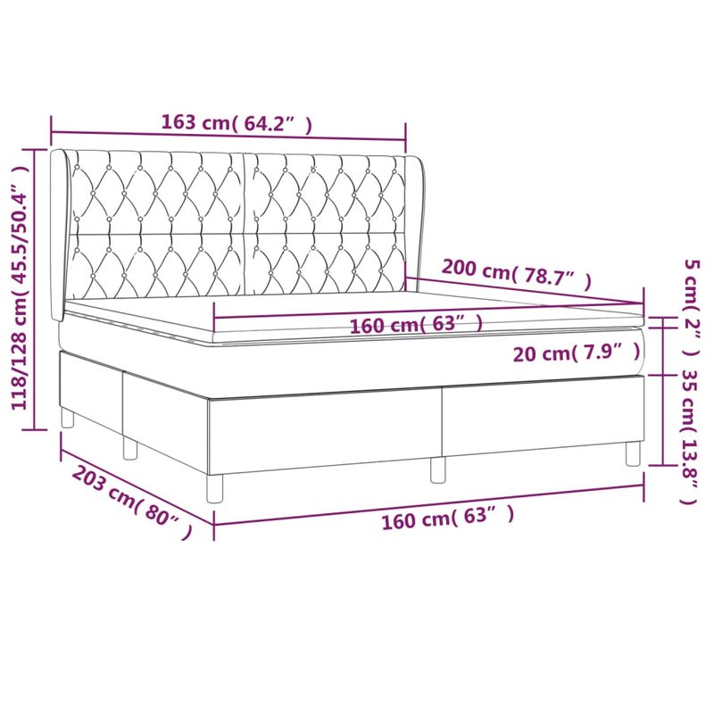 Casa si Gradina - Mobilier - Paturi si accesorii - Paturi - Pat box spring cu saltea, gri inchis, 160x200 cm, catifea - Infinity.ro
