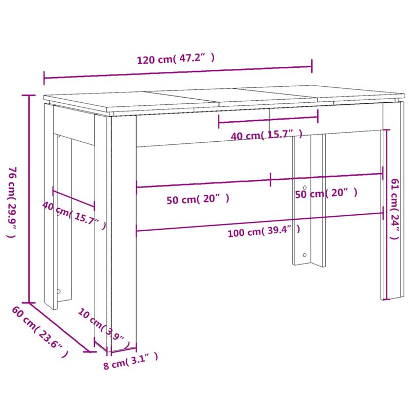 Casa si Gradina - Mobilier - Mese si birouri - Mese bucatarie si dining - Masa de bucatarie, stejar fumuriu, 120x60x76 cm, lemn prelucrat - Infinity.ro