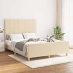 Casa si Gradina - Mobilier - Paturi si accesorii - Paturi - Cadru de pat cu tablie, crem, 140x190 cm, textil - Infinity.ro