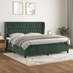 Casa si Gradina - Mobilier - Paturi si accesorii - Paturi - Pat box spring cu saltea, verde inchis, 200x200 cm, catifea - Infinity.ro