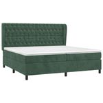 Casa si Gradina - Mobilier - Paturi si accesorii - Paturi - Pat box spring cu saltea, verde inchis, 200x200 cm, catifea - Infinity.ro