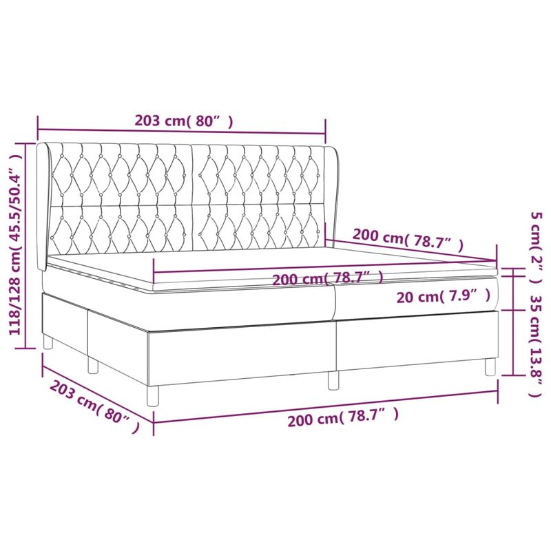 Casa si Gradina - Mobilier - Paturi si accesorii - Paturi - Pat box spring cu saltea, verde inchis, 200x200 cm, catifea - Infinity.ro