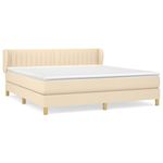 Casa si Gradina - Mobilier - Paturi si accesorii - Paturi - Pat box spring cu saltea, crem, 160x200 cm, material textil - Infinity.ro