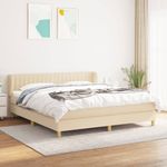 Casa si Gradina - Mobilier - Paturi si accesorii - Paturi - Pat box spring cu saltea, crem, 160x200 cm, material textil - Infinity.ro