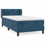 Casa si Gradina - Mobilier - Paturi si accesorii - Paturi - Pat box spring cu saltea, albastru inchis, 100x200 cm, catifea - Infinity.ro