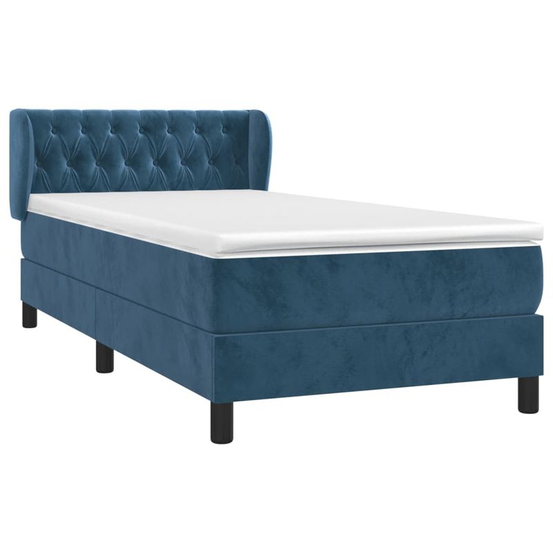 Casa si Gradina - Mobilier - Paturi si accesorii - Paturi - Pat box spring cu saltea, albastru inchis, 100x200 cm, catifea - Infinity.ro