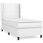 Casa si Gradina - Mobilier - Paturi si accesorii - Paturi - Pat box spring cu saltea, alb, 80x200 cm, piele ecologica - Infinity.ro