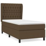 Casa si Gradina - Mobilier - Paturi si accesorii - Paturi - Pat box spring cu saltea, maro inchis, 90x200 cm, textil - Infinity.ro