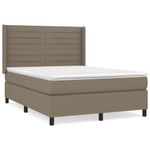 Casa si Gradina - Mobilier - Paturi si accesorii - Paturi - Pat box spring cu saltea, gri taupe, 140x200 cm, textil - Infinity.ro