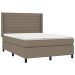 Casa si Gradina - Mobilier - Paturi si accesorii - Paturi - Pat box spring cu saltea, gri taupe, 140x200 cm, textil - Infinity.ro