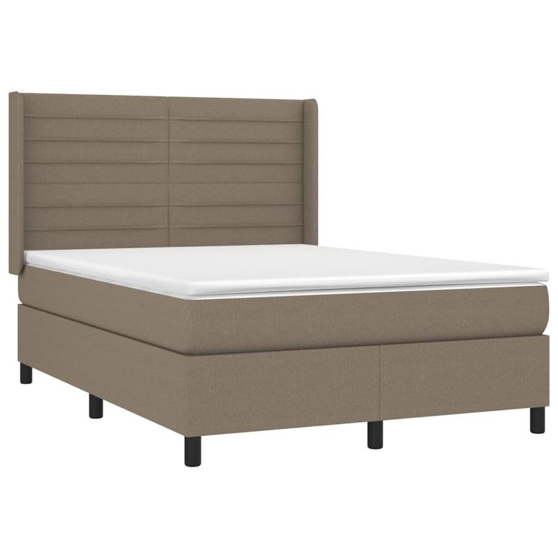 Casa si Gradina - Mobilier - Paturi si accesorii - Paturi - Pat box spring cu saltea, gri taupe, 140x200 cm, textil - Infinity.ro