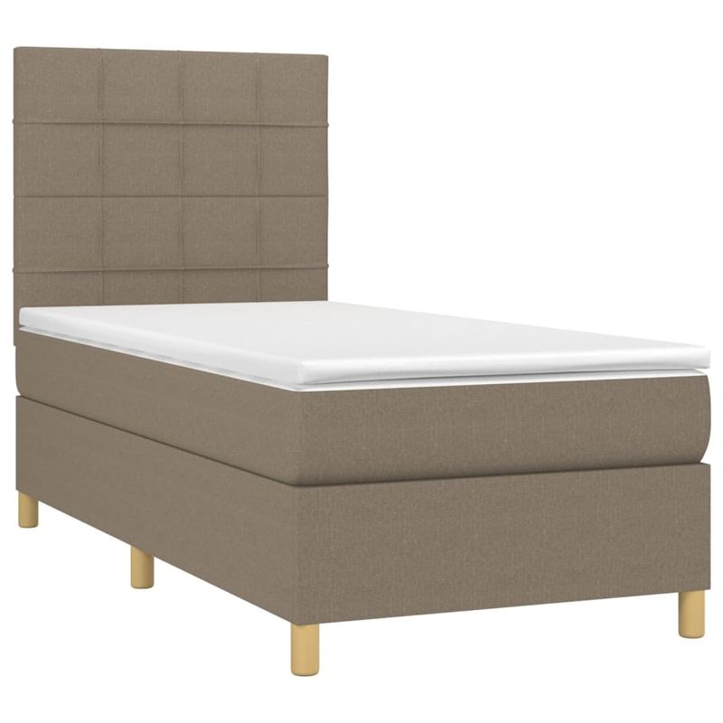 Casa si Gradina - Mobilier - Paturi si accesorii - Paturi - Pat box spring cu saltea, gri taupe, 80x200 cm, textil - Infinity.ro