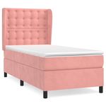 Casa si Gradina - Mobilier - Paturi si accesorii - Paturi - Pat box spring cu saltea, roz, 100x200 cm, catifea - Infinity.ro