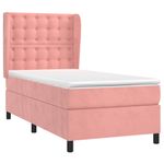Casa si Gradina - Mobilier - Paturi si accesorii - Paturi - Pat box spring cu saltea, roz, 100x200 cm, catifea - Infinity.ro