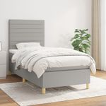 Casa si Gradina - Mobilier - Paturi si accesorii - Paturi - Pat box spring cu saltea, gri deschis, 90x190 cm, textil - Infinity.ro