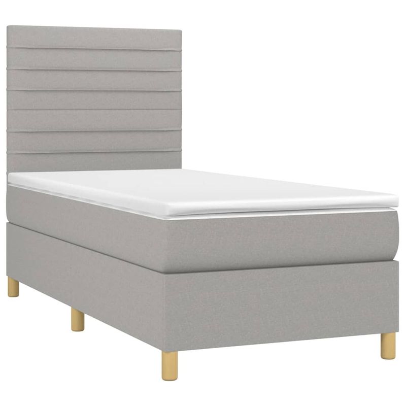 Casa si Gradina - Mobilier - Paturi si accesorii - Paturi - Pat box spring cu saltea, gri deschis, 90x190 cm, textil - Infinity.ro