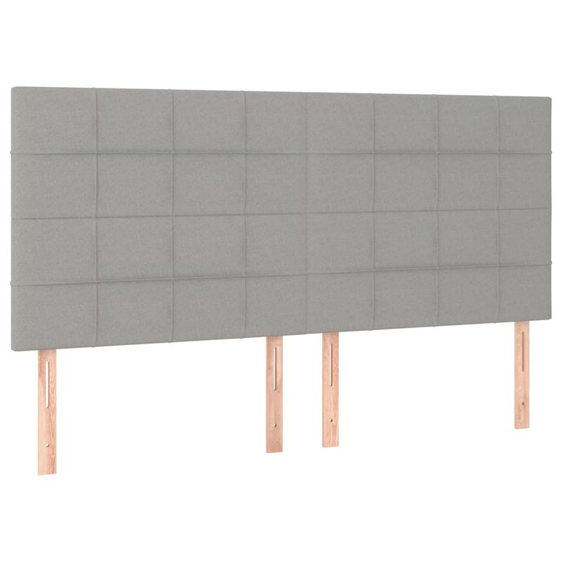Casa si Gradina - Mobilier - Paturi si accesorii - Paturi - Pat cu arcuri, saltea si LED, gri deschis, 200x200 cm, textil - Infinity.ro