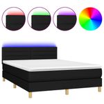 Casa si Gradina - Mobilier - Paturi si accesorii - Paturi - Pat cu arcuri, saltea si LED, negru, 140x200 cm, textil - Infinity.ro