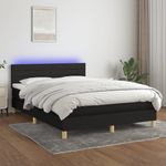 Casa si Gradina - Mobilier - Paturi si accesorii - Paturi - Pat cu arcuri, saltea si LED, negru, 140x200 cm, textil - Infinity.ro