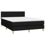 Casa si Gradina - Mobilier - Paturi si accesorii - Paturi - Pat cu arcuri, saltea si LED, negru, 140x200 cm, textil - Infinity.ro