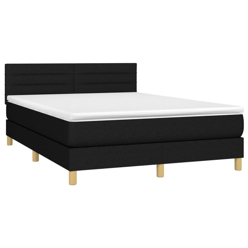 Casa si Gradina - Mobilier - Paturi si accesorii - Paturi - Pat cu arcuri, saltea si LED, negru, 140x200 cm, textil - Infinity.ro