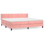 Casa si Gradina - Mobilier - Paturi si accesorii - Paturi - Pat box spring cu saltea, roz, 200x200 cm, catifea - Infinity.ro