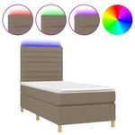 Casa si Gradina - Mobilier - Paturi si accesorii - Paturi - Pat cu arcuri, saltea si LED, gri taupe, 90x200 cm, textil - Infinity.ro