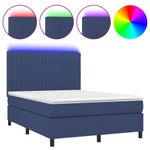 Casa si Gradina - Mobilier - Paturi si accesorii - Paturi - Pat cu arcuri, saltea si LED, albastru, 140x190 cm, textil - Infinity.ro
