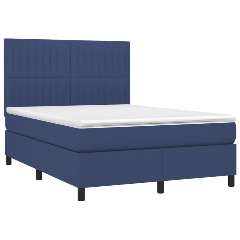 Casa si Gradina - Mobilier - Paturi si accesorii - Paturi - Pat cu arcuri, saltea si LED, albastru, 140x190 cm, textil - Infinity.ro