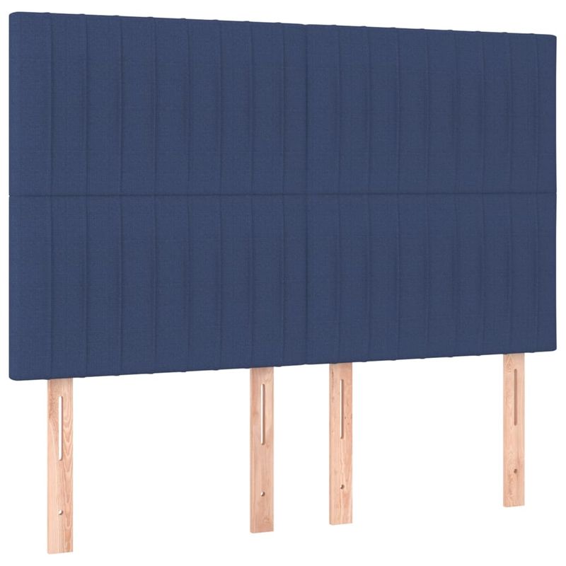 Casa si Gradina - Mobilier - Paturi si accesorii - Paturi - Pat cu arcuri, saltea si LED, albastru, 140x190 cm, textil - Infinity.ro
