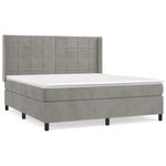 Casa si Gradina - Mobilier - Paturi si accesorii - Paturi - Pat box spring cu saltea, gri deschis, 180x200 cm, catifea - Infinity.ro