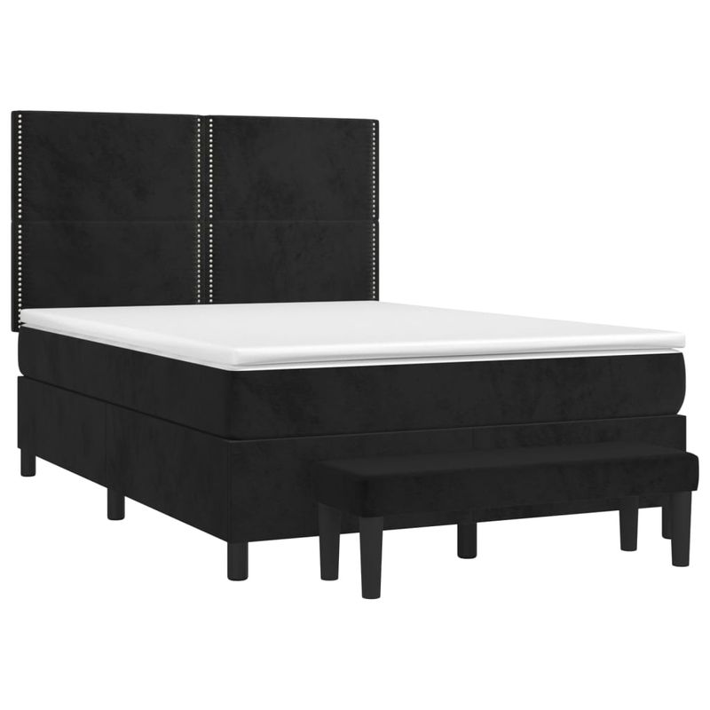 Casa si Gradina - Mobilier - Paturi si accesorii - Paturi - Pat box spring cu saltea, negru, 140x190 cm, catifea - Infinity.ro